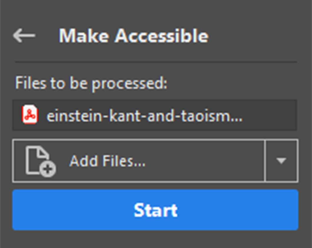 the Make Accessible start button