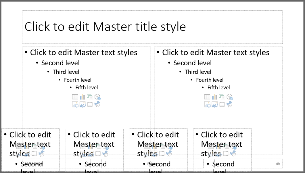 A custom slide layout with many content blocks